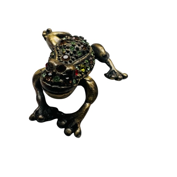Vintage Jeweled Miniature Frog Trinket Box - Picture 4 of 8
